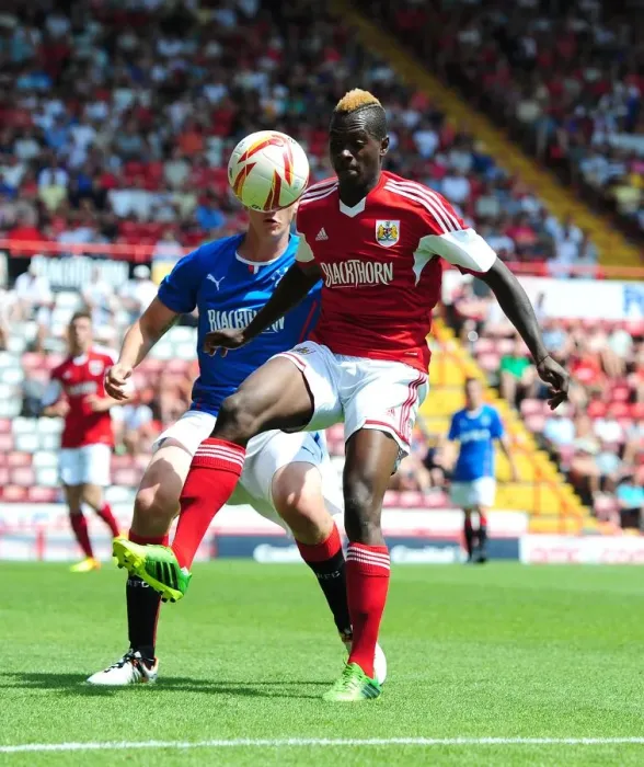Framed Print : Toby Ajala in Action: Bristol City vs Glasgow Rangers (2013), Ashton Gate Stadium