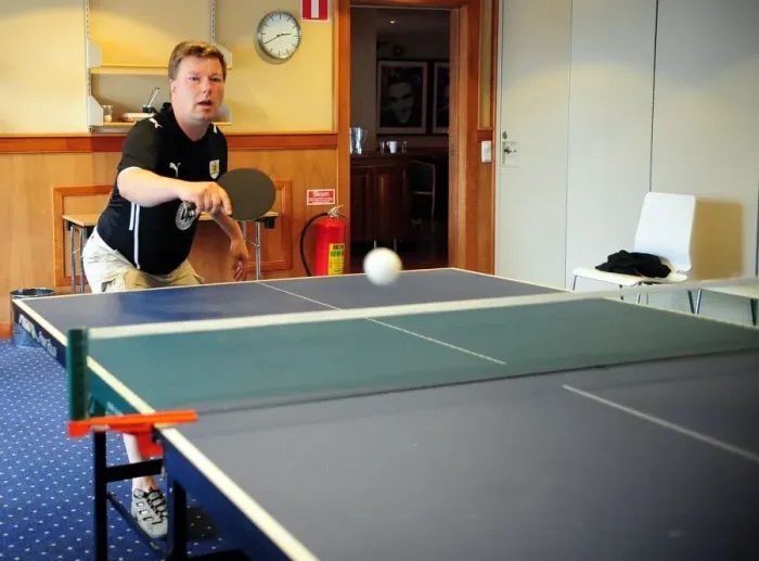 Framed Print : Tommy Wallen plays table tennis with Bristol Citys Marlon Jackson Framed Print : Tommy Wallen plays table tennis with Bristol Citys Marlon Jackson