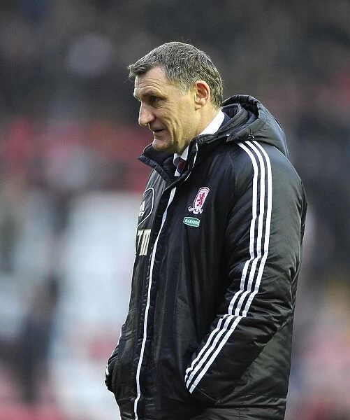 Tony Mowbray's Disappointment: Middlesbrough Manager's Dejected Reaction to Bristol City's Victory (Npower Championship, 09-03-2013)