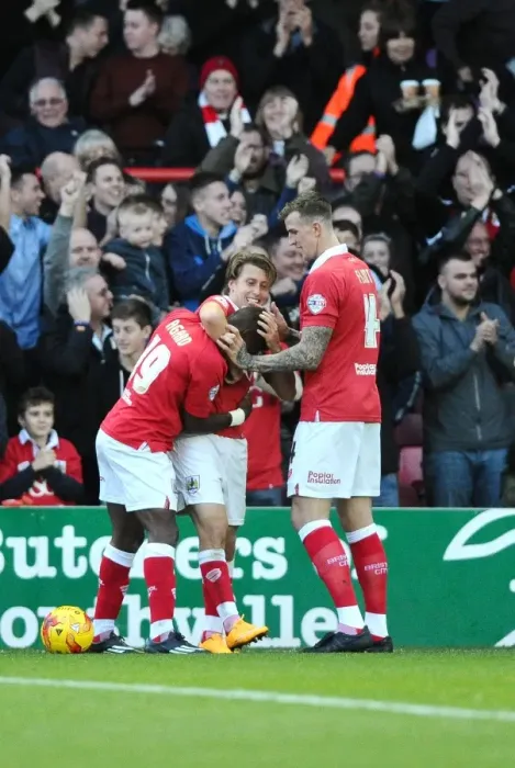 Framed Print : Triumphant Moment: Agard, Freeman, and Flint Celebrate Bristol City's Victory Framed Print : Triumphant Moment: Agard, Freeman, and Flint Celebrate Bristol City's Victory