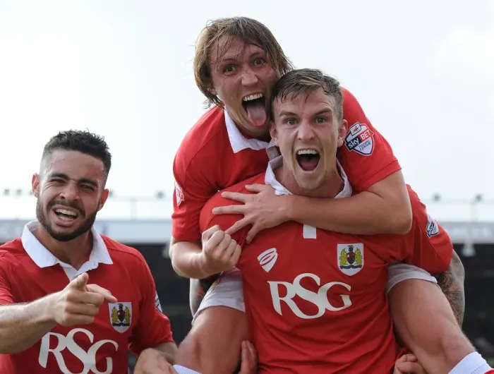 Framed Print : Triumphant Threesome: Aden Flint, Luke Ayling, and Derrick Williams Euphoric Celebration (Bristol City Football Club) Framed Print : Triumphant Threesome: Aden Flint, Luke Ayling, and Derrick Williams Euphoric Celebration (Bristol City Football Club)