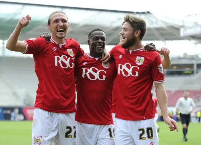 Framed Print : Triumphant Threesome: Agard, Ayling, and Burns Celebrate Double Delight in Bristol City's Promotion Push (3 May 2015) Framed Print : Triumphant Threesome: Agard, Ayling, and Burns Celebrate Double Delight in Bristol City's Promotion Push (3 May 2015)