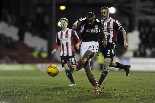 Tyrone Barnett Goes for Glory: A Moment from Brentford vs. Bristol City, League One Football Match, January 2014
