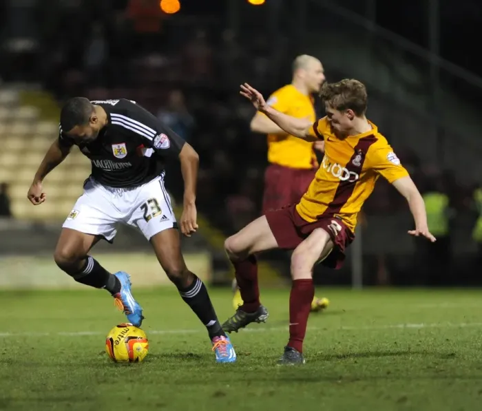 Framed Print : Tyrone Barnett vs Stephen Darby: Intense Clash at Bradford City's Coral Windows Stadium - Football Rivalry in Sky Bet League One Framed Print : Tyrone Barnett vs Stephen Darby: Intense Clash at Bradford City's Coral Windows Stadium - Football Rivalry in Sky Bet League One