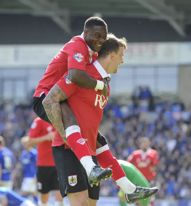 Framed Print : Unforgettable Moment: Aden Flint and Kieran Agard's Epic Goal Celebration for Bristol City vs Chesterfield (2015) Framed Print : Unforgettable Moment: Aden Flint and Kieran Agard's Epic Goal Celebration for Bristol City vs Chesterfield (2015)