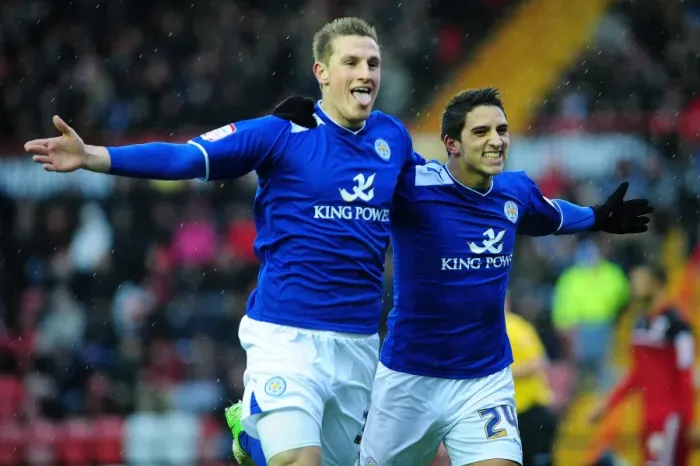 Framed Print : Unforgettable Moment: Wood and Knockaert's Electrifying Goal Celebration for Leicester City at Ashton Gate (2013) Framed Print : Unforgettable Moment: Wood and Knockaert's Electrifying Goal Celebration for Leicester City at Ashton Gate (2013)