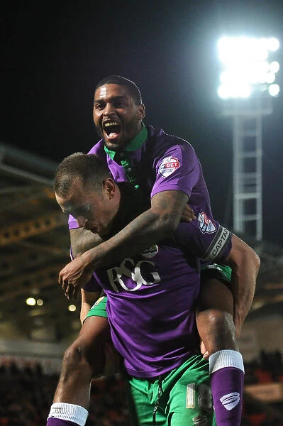 Unforgettable Moment: Wilbraham and Little's Euphoric Goal Celebration for Bristol City at Doncaster Rovers (February 2015)