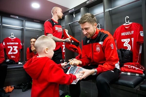 Unified Team Spirit: Mascots and Players Together in the Bristol City Dressing Room (Bristol City vs Burton Albion, 2017)