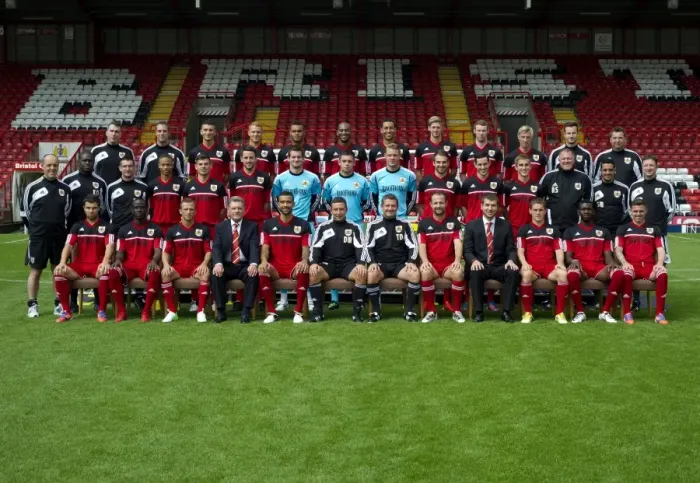 Framed Print : Unseen Heroes of Bristol City FC 2012-2013: The Squad Behind the Scenes - Team Photo