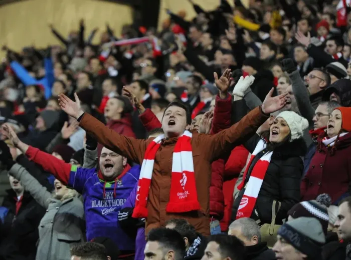 Framed Print : Unwavering Support: A Sea of Bristol City Fans at MK Dons vs. Bristol City, Sky Bet League One (07.02.2015)