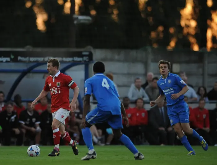 Framed Print : Wade Elliott in Action: Pre-Season Friendly - Weston Super Mare vs. Bristol City (2014)