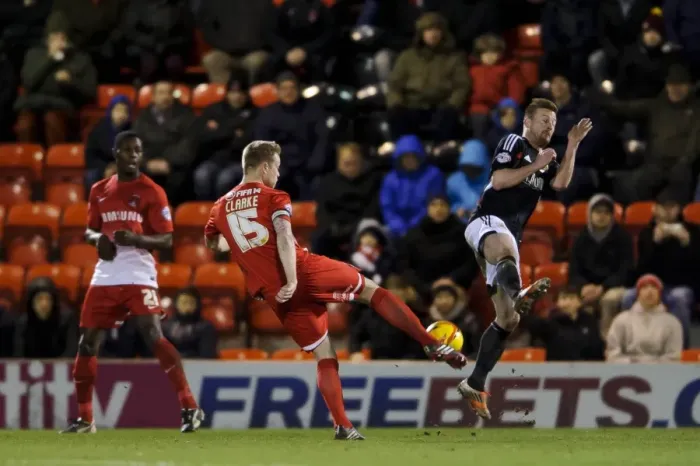 Framed Print : Wade Elliott Deflects Shot Against Leyton Orient, Football League 1, 2014 Framed Print : Wade Elliott Deflects Shot Against Leyton Orient, Football League 1, 2014