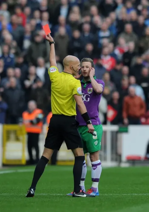 Framed Print : Wade Elliott's Red Card: Swindon Town vs. Bristol City (November 15, 2014)
