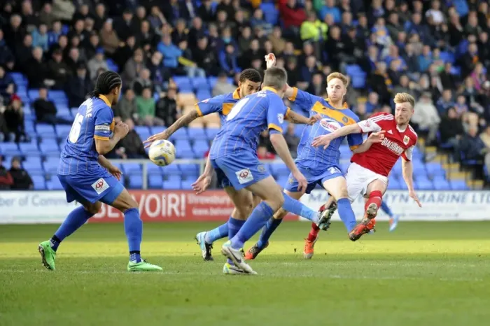 Framed Print : Wade Elliott's Shooting Moment: Shrewsbury Town vs. Bristol City, Sky Bet League One Framed Print : Wade Elliott's Shooting Moment: Shrewsbury Town vs. Bristol City, Sky Bet League One