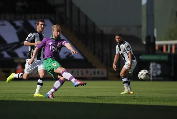 Framed Print : Wade Elliott's Shot: Notts County vs. Bristol City, Sky Bet League One (September 2014)