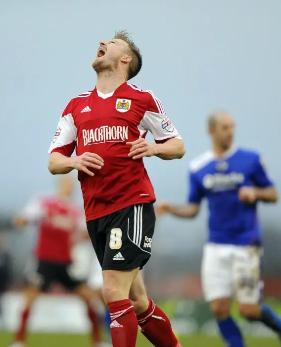Framed Print : Wade Elliott's Thwarted Goal: Oldham Athletic vs. Bristol City, 08-02-2014