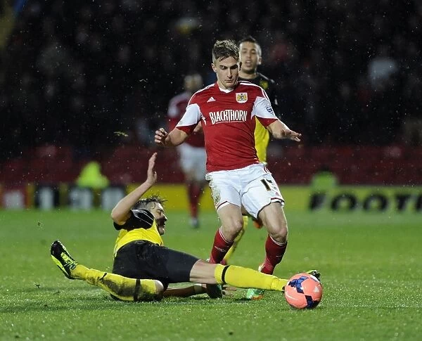 Watford vs. Bristol City: Joe Bryan Tackled by Gabriele Angella in FA Cup Third Round Replay
