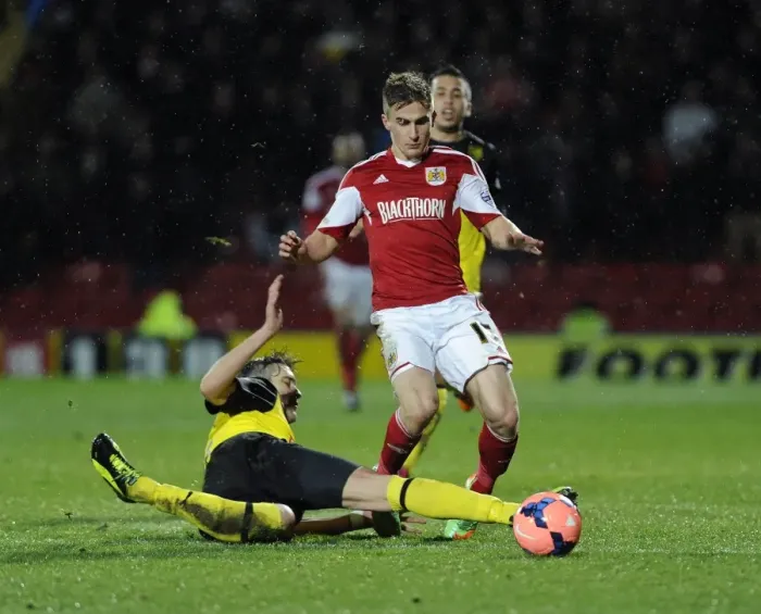 Framed Print : Watford vs. Bristol City: Joe Bryan Tackled by Gabriele Angella in FA Cup Third Round Replay