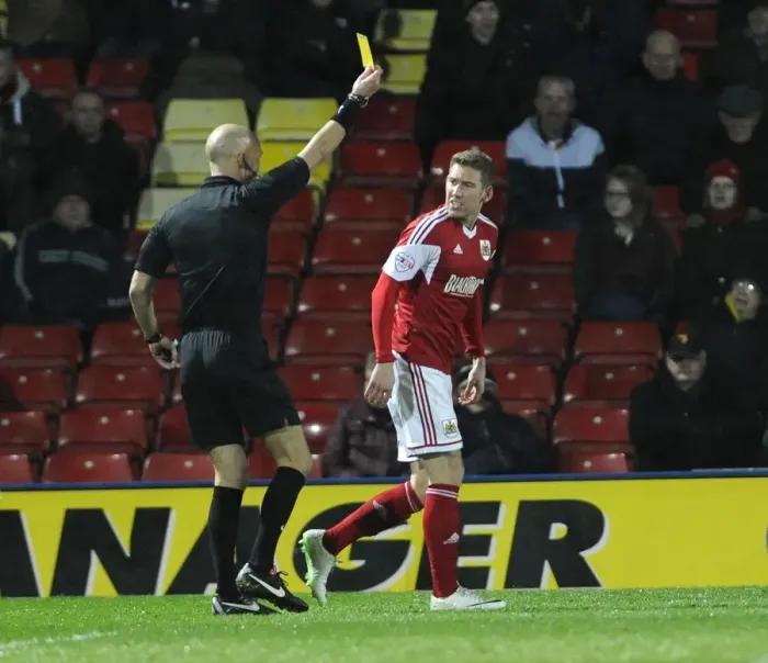 Framed Print : Watford vs. Bristol City: Scott Wagstaff Receives Yellow Card in FA Cup Replay