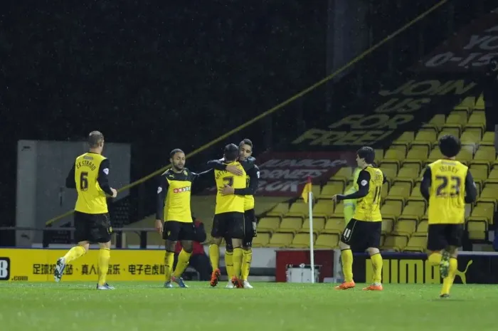 Framed Print : Watford's Lewis McGugan Celebrates Goal in FA Cup Replay Against Bristol City Framed Print : Watford's Lewis McGugan Celebrates Goal in FA Cup Replay Against Bristol City
