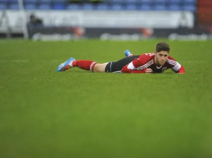 Framed Print : Wes Burns in Action: Oldham Athletic vs. Bristol City, Sky Bet League One (February 8, 2014)