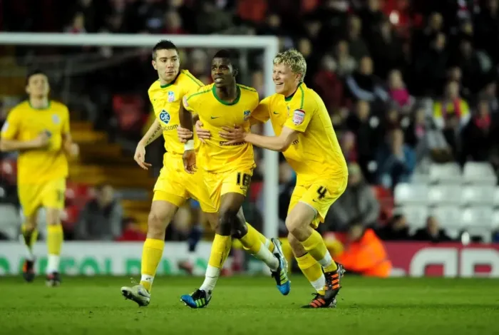Framed Print : Wilfried Zaha's Debut Goal Celebration: Crystal Palace's Championship Victory Over Bristol City - 14 / 02 / 2012