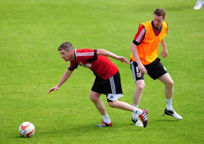 Framed Print : Wilson vs. Pearson: A Fight for Control in Bristol City FC Pre-Season Training Framed Print : Wilson vs. Pearson: A Fight for Control in Bristol City FC Pre-Season Training