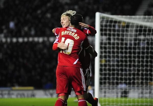 Woolford and Maynard's Goal Celebration: Derby County vs. Bristol City - Championship Football Match - 10 / 12 / 2011