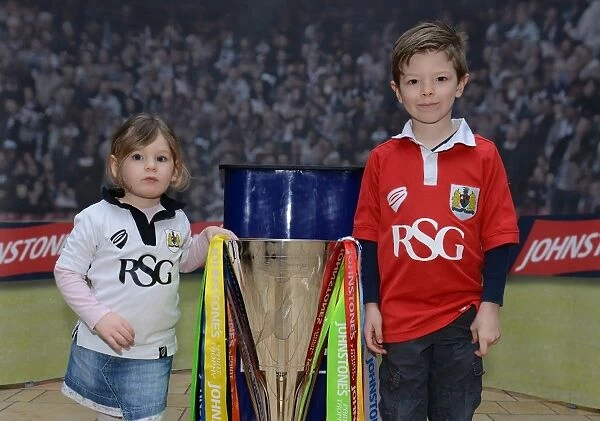 Young Bristol City Fans Celebrate Johnstone's Paint Trophy Victory at Cabot Circus