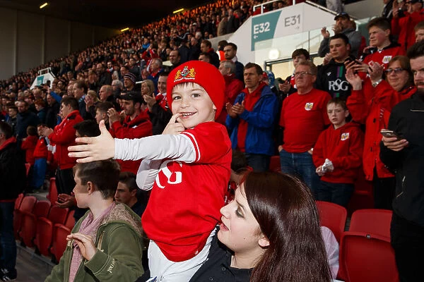 Young Fan's Excitement at Bristol City vs Derby County, Sky Bet Championship Match, 2016