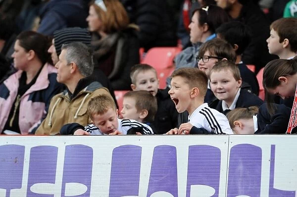 Young Fan's Excitement at Bristol City vs Gillingham Football Match, Ashton Gate, 2014