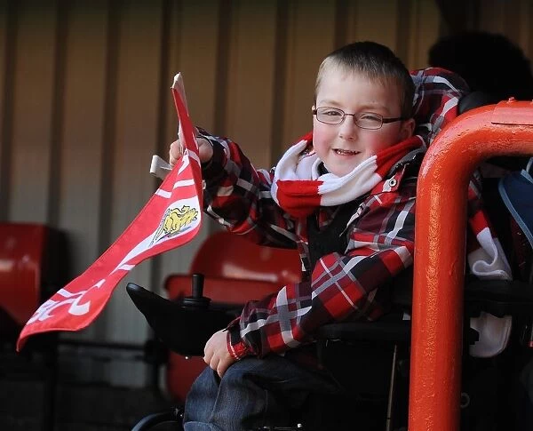 Young Fan's Excitement at Bristol City vs Swindon Town Match, Ashton Gate, 2014