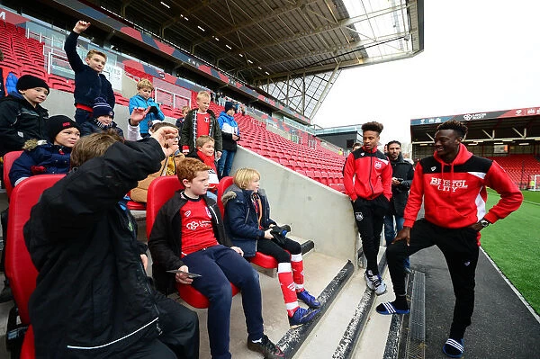 Young Fans Exciting Encounter with Tammy Abraham and Bobby Reid of Bristol City during Sky Bet Championship Match
