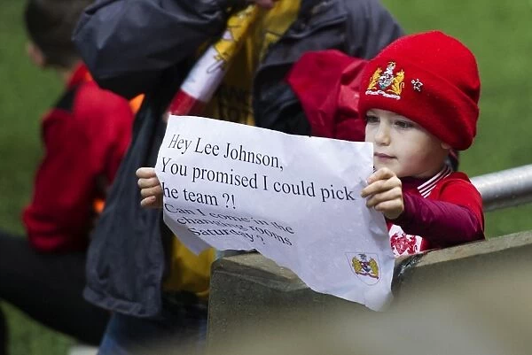 Young Fan's Heartfelt Message for Lee Johnson during Bristol City vs Sheffield Wednesday Match, January 2017