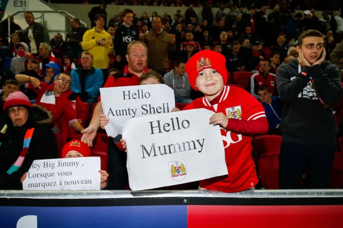 Framed Print : Young Fan's Thrilling Excitement at Bristol City vs. Nottingham Forest Match, Sky Bet Championship, Ashton Gate Stadium