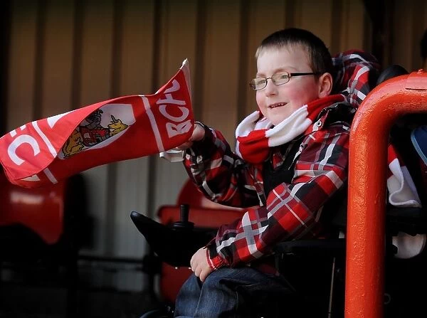 Young Fan's Thrilling Expression at Bristol City vs Swindon Town Match, Ashton Gate, 2014
