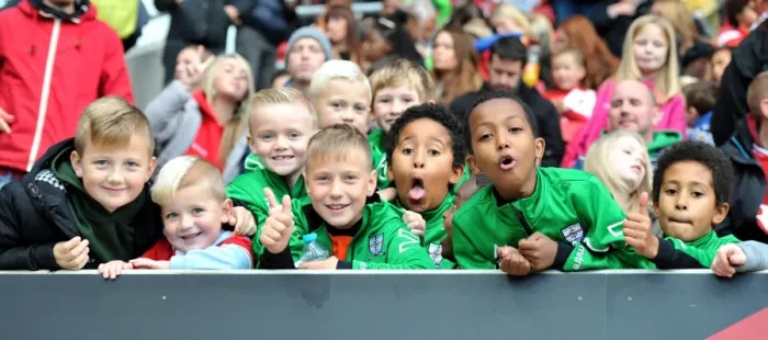 Framed Print : Young Southmead Football Club Players at Ashton Gate Stadium during Bristol City vs. Blackburn Rovers Match