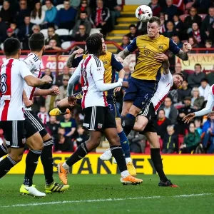 Aden Flint Heads the Ball: Brentford vs. Bristol City Championship Clash, 1st April 2017