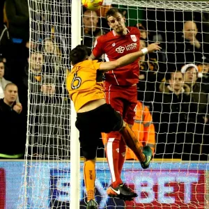 Aden Flint Heads the Ball Clear for Bristol City against Wolverhampton Wanderers, Sky Bet Championship, 2016 Aden Flint Heads the Ball Clear for Bristol City against Wolverhampton Wanderers, Sky Bet Championship, 2016