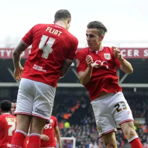Aden Flint and Joe Bryan Celebrate First Goal: Bristol City vs Ipswich Town, 2016 Aden Flint and Joe Bryan Celebrate First Goal: Bristol City vs Ipswich Town, 2016