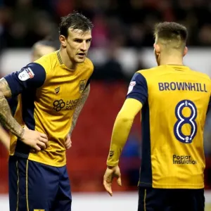 Aden Flint and Josh Brownhill of Bristol City Deep in Conversation at The City Ground, Nottingham Forest vs Bristol City, Sky Bet Championship Aden Flint and Josh Brownhill of Bristol City Deep in Conversation at The City Ground, Nottingham Forest vs Bristol City, Sky Bet Championship