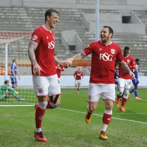 Aden Flint and Lee Tomlin Celebrate Double Strike: Bristol City vs Ipswich Town, 2016 Aden Flint and Lee Tomlin Celebrate Double Strike: Bristol City vs Ipswich Town, 2016