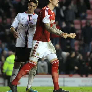 Aden Flint's Frustration: Bristol City vs MK Dons, Sky Bet League One (18/01/2014)