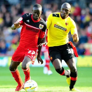 Print of Albert Adomah and Nyron Nosworthy in action