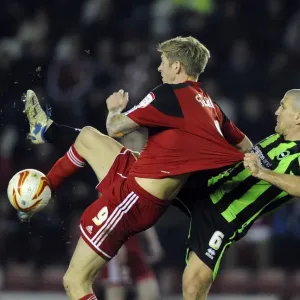 Aerial Clash Print: Bristol City's Jon Stead vs Brighton & Hove Albion Aerial Clash Print: Bristol City's Jon Stead vs Brighton & Hove Albion