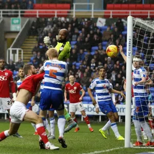 Ali Al-Habsi Watching a Last-Minute Cross in Reading vs. Bristol City Championship Match, 2016