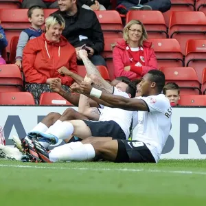 Barnett and Assombalonga's Euphoric Goal Celebration: Bristol City vs Peterborough United, September 14, 2013