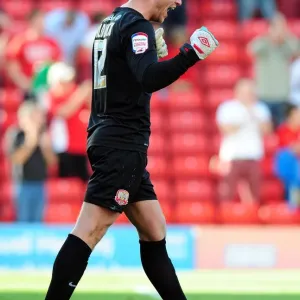 Barnsley's Ben Alnwick Celebrates 1-0 Victory Over Bristol City Print