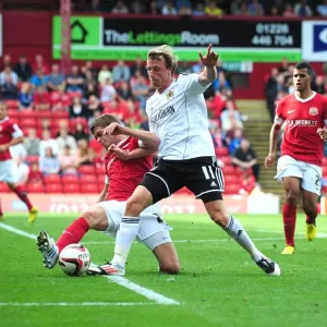 Barnsley's Reuben Noble-Lazarus Tackles Bristol City Player Print