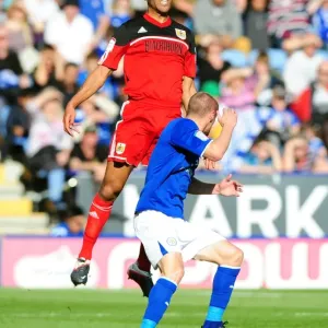 Battling for the Ball: Nyatanga vs. Vardy in Intense Leicester City vs. Bristol City Championship Clash Battling for the Ball: Nyatanga vs. Vardy in Intense Leicester City vs. Bristol City Championship Clash